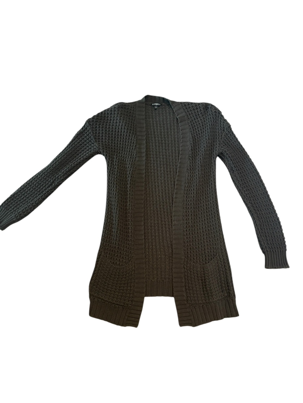 Dark Green Express knit long cardigan